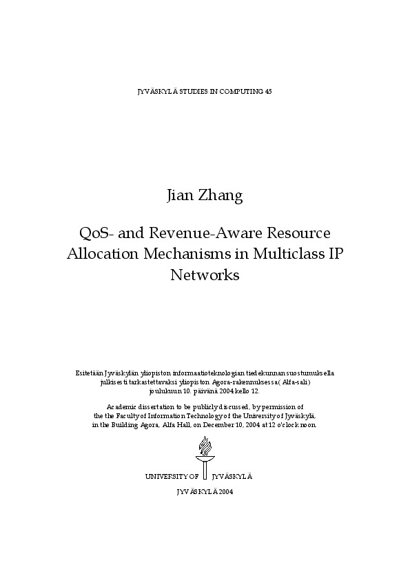QoS- and revenue-aware resource allocation mechanisms in multiclass IP networks