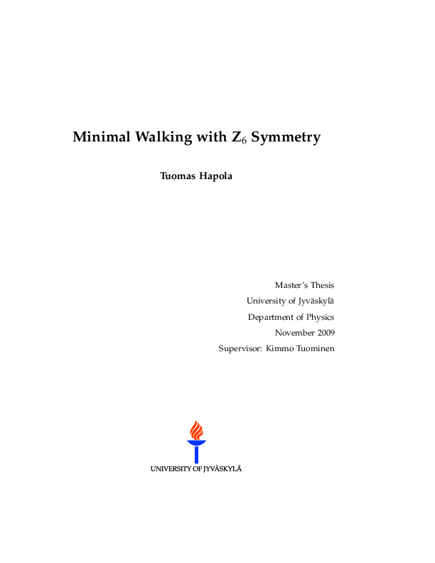 Minimal walking with Z6 symmetry