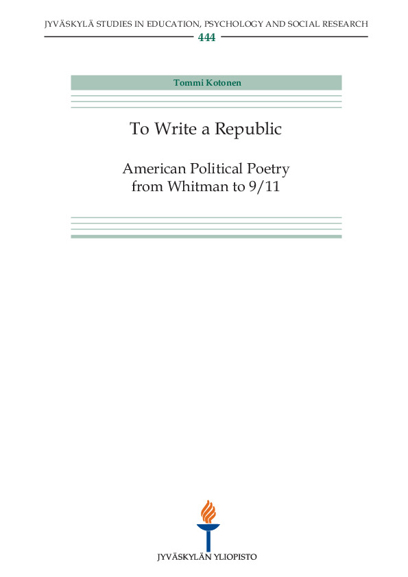 To write a republic : American political poetry from Whitman to 9/11