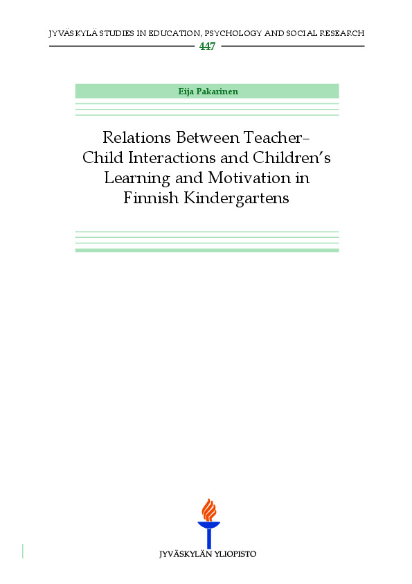 Relations between teacher-child interactions and children's learning and motivation in Finnish kindergartens
