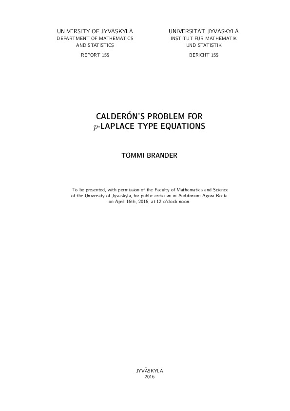 Calderón's problem for p-laplace type equations