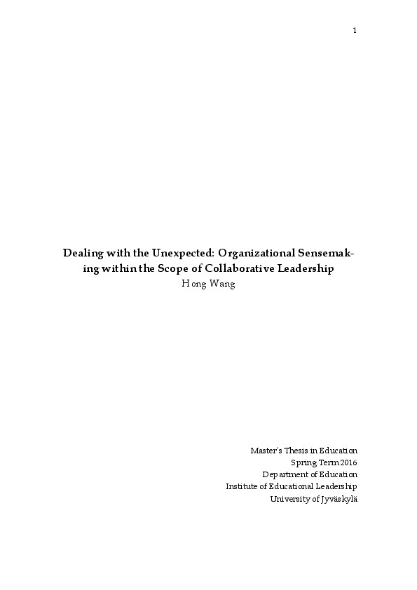 Dealing with the unexpected : organizational sensemaking within the scope of collaborative leadership