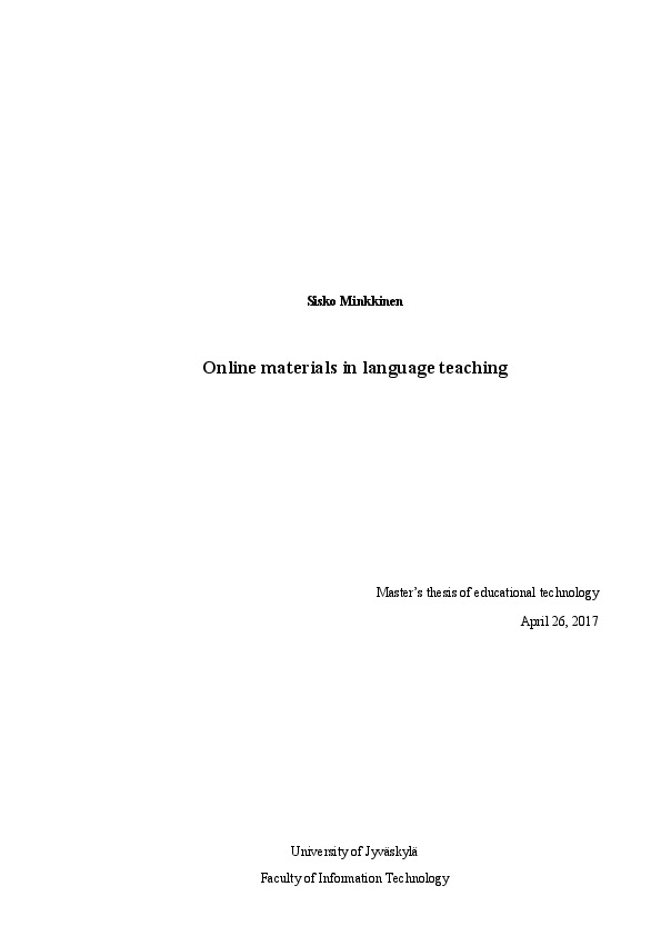 Online materials in language teaching
