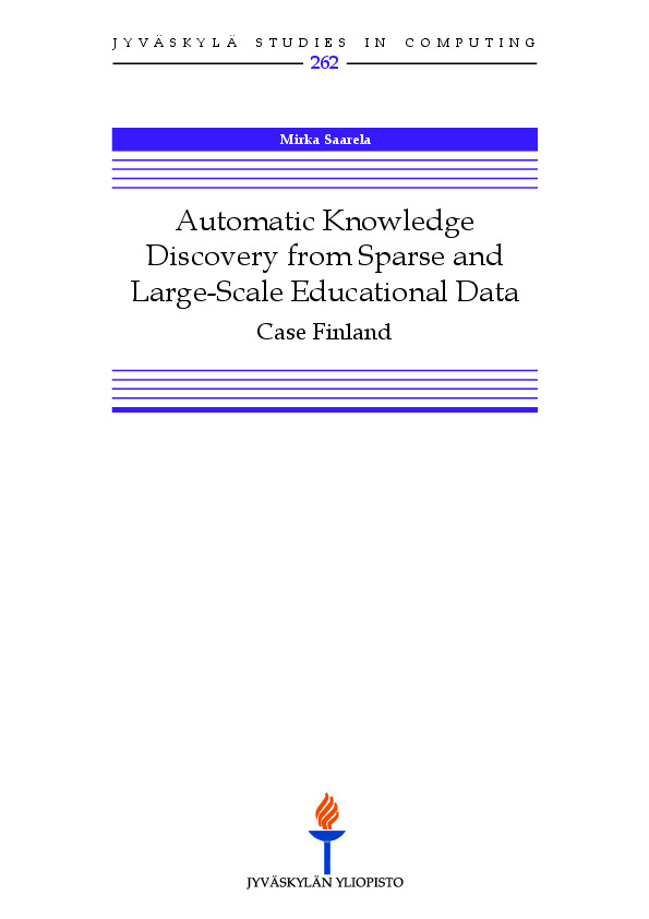 Automatic knowledge discovery from sparse and large-scale educational data : case Finland