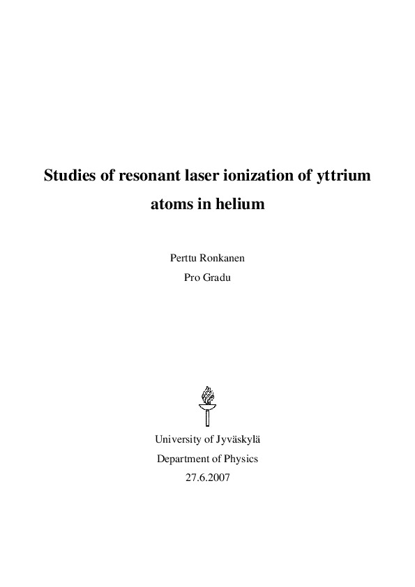 Studies of resonant laser ionization of yttrium atoms in helium