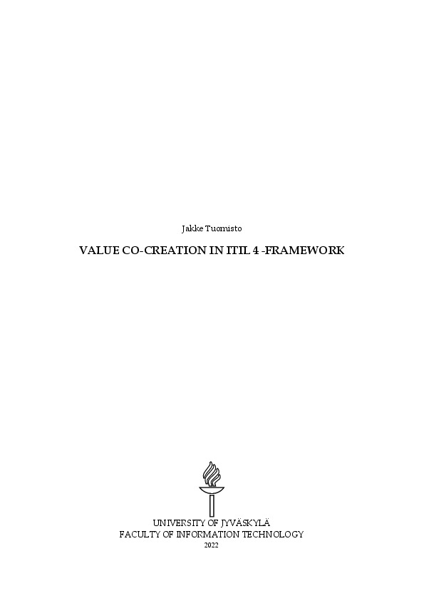 Value co-creation in ITIL 4 -framework