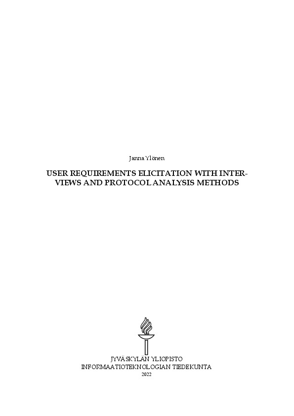 User requirements elicitation with interviews and protocol analysis methods